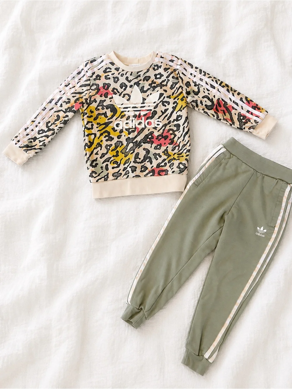 adidas Olive Green Kids Jogger Pants with Side Striped